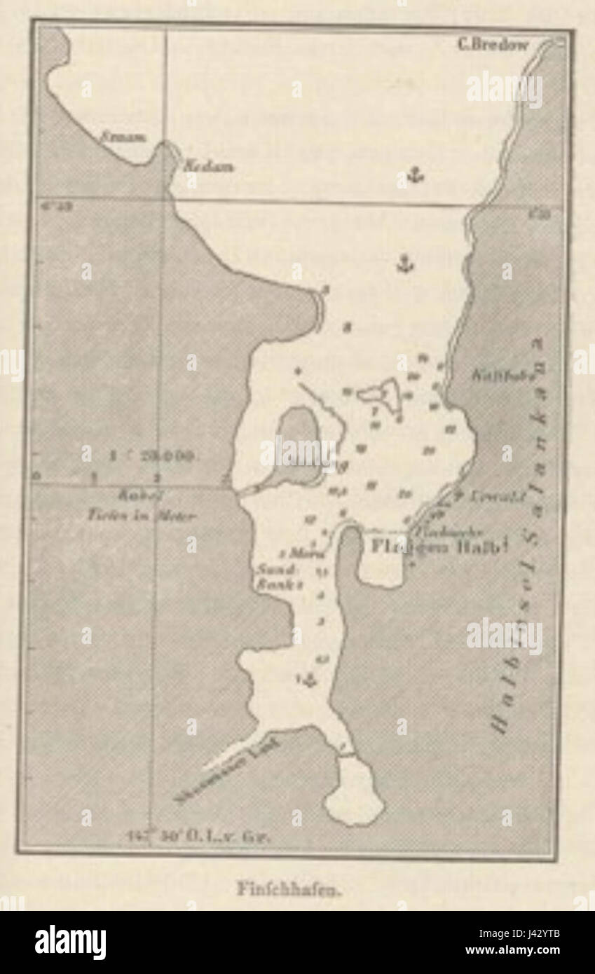 Map of Finschhafen   Papua New Guinea   1884   1885 Stock Photo