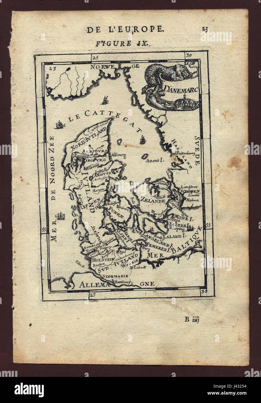 Map of Denmark, 1683 Stock Photo Alamy