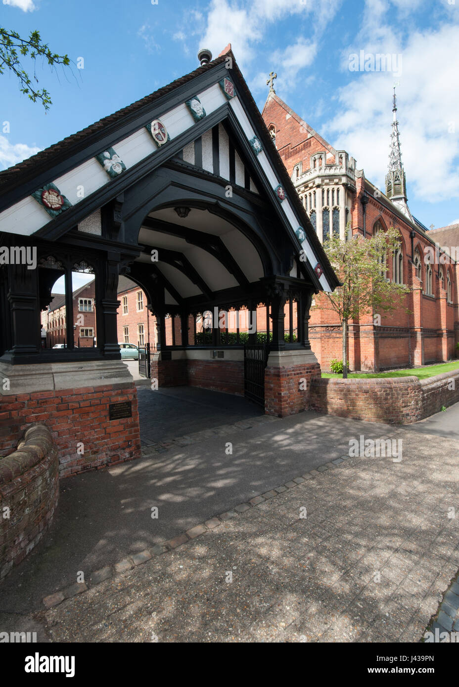 Lych gate and chapel of the Castle Street Campus (formerly the Boys' School) Stock Photo