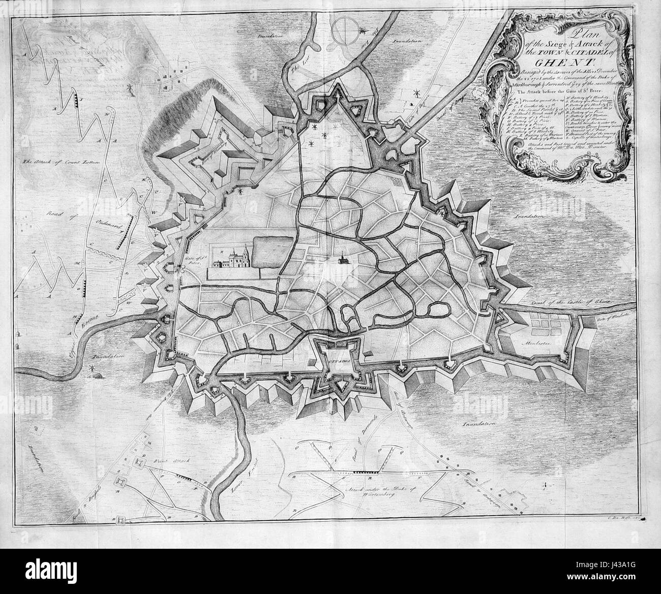 Vintage map of ghent Black and White Stock Photos & Images Alamy