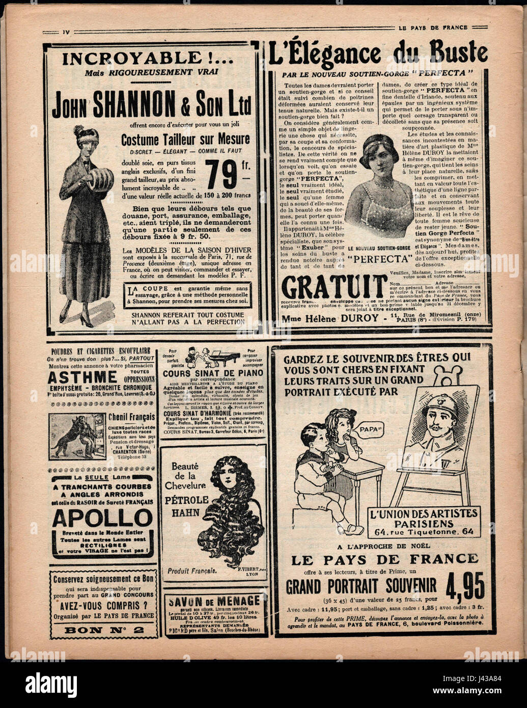Le Pays de France is a publication showcasing aspects of French history, culture, and geography. This scan, likely from Issue No. 164, features an advertisement or announcement related to French heritage. Stock Photo