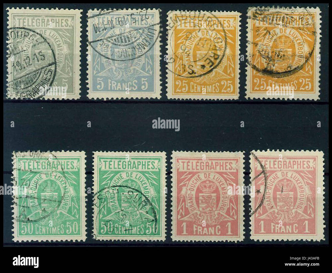 Luxembourg telegraph stamps Stock Photo Alamy