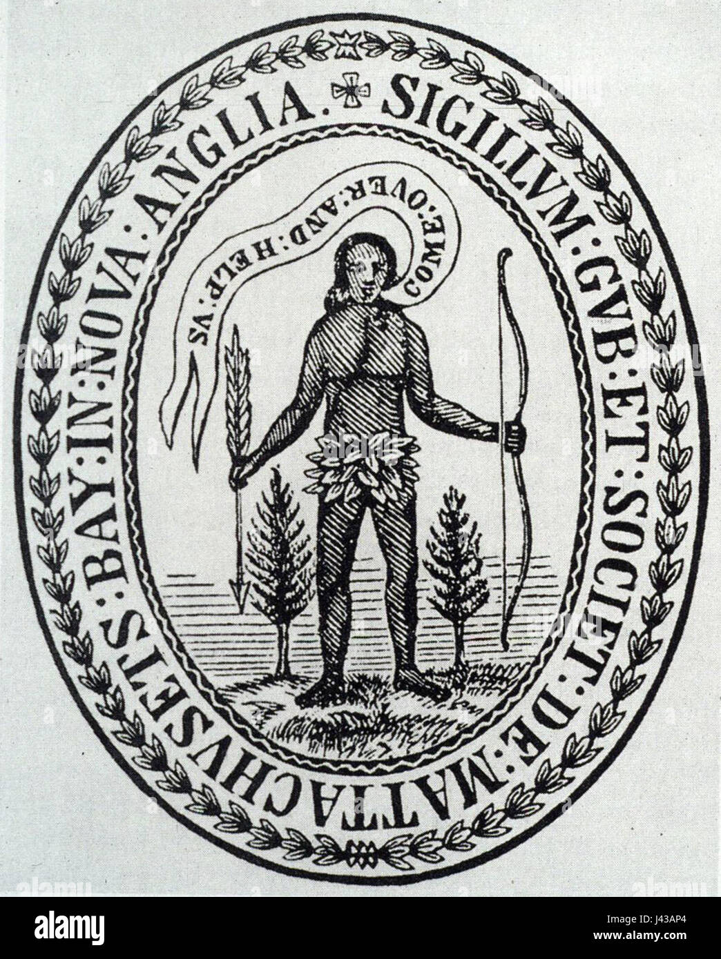 Massachusetts Bay Colony Seal, 1629 Stock Photo