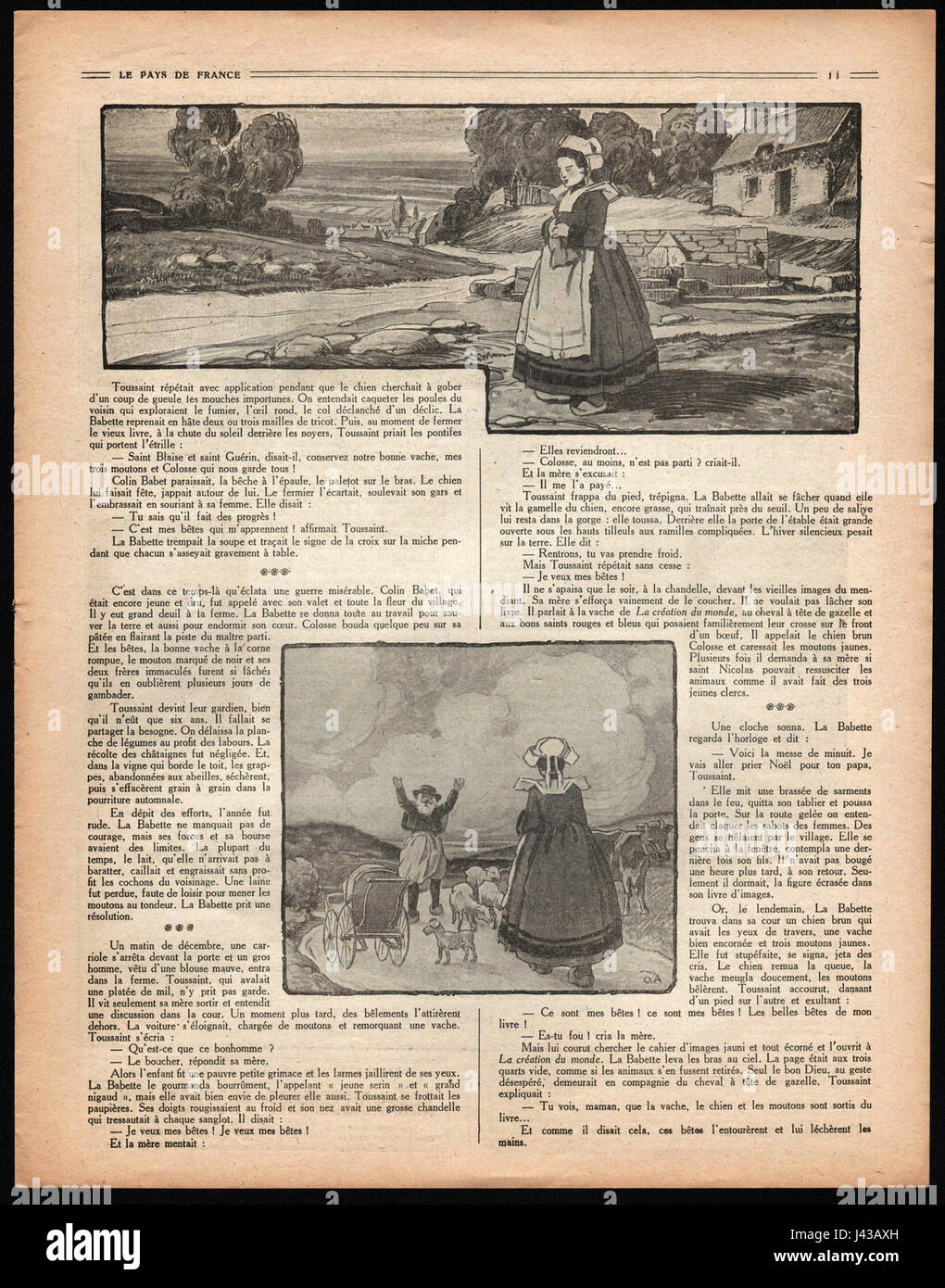An image from 'Le Pays de France,' a French publication that features articles and illustrations on various aspects of French life and history, highlighting the culture and geography of the country. Stock Photo