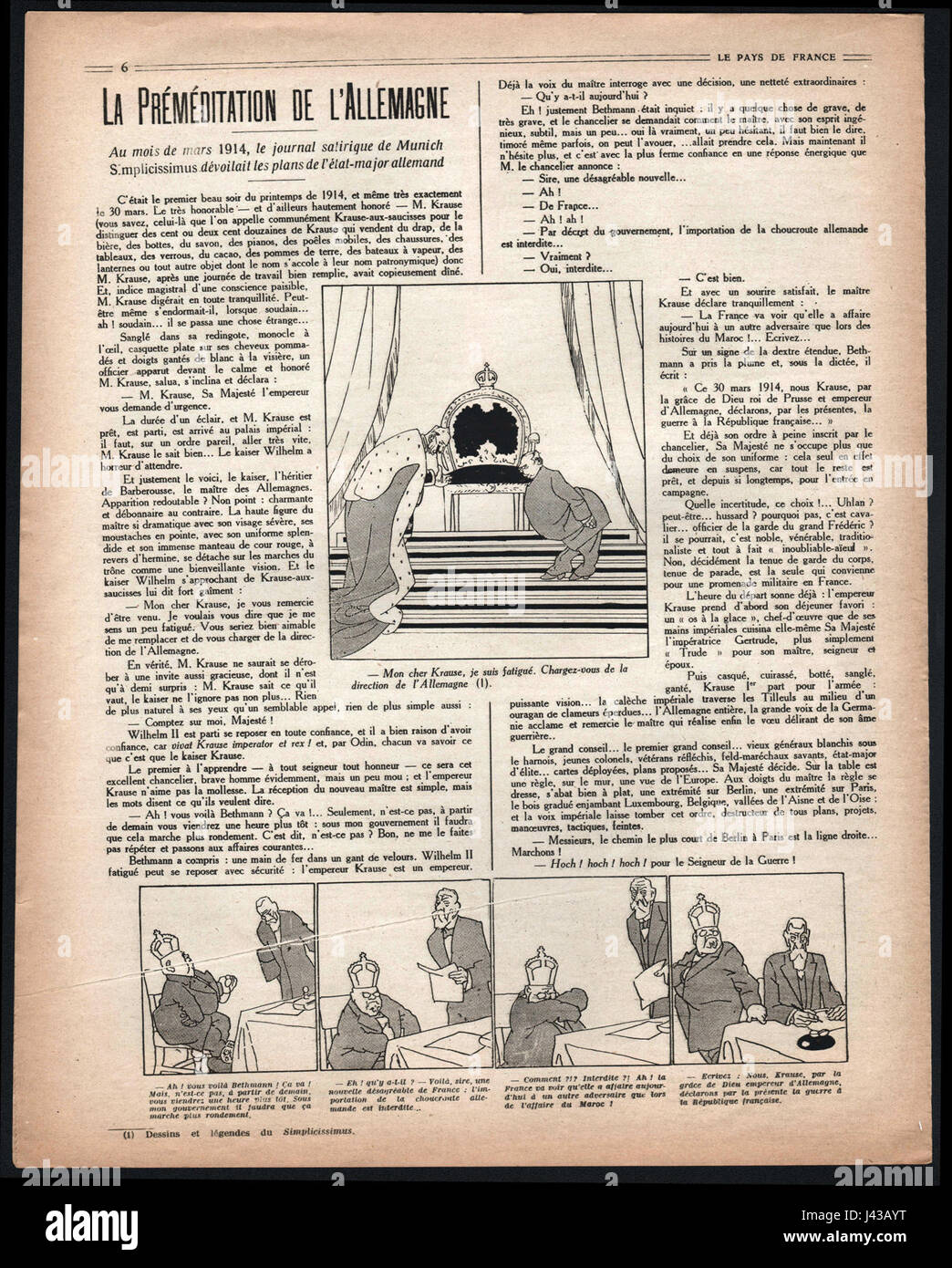 Le Pays de France is a publication, with this title referring to a specific edition or issue, page 6. It features topics on French history, culture, and geography. Stock Photo