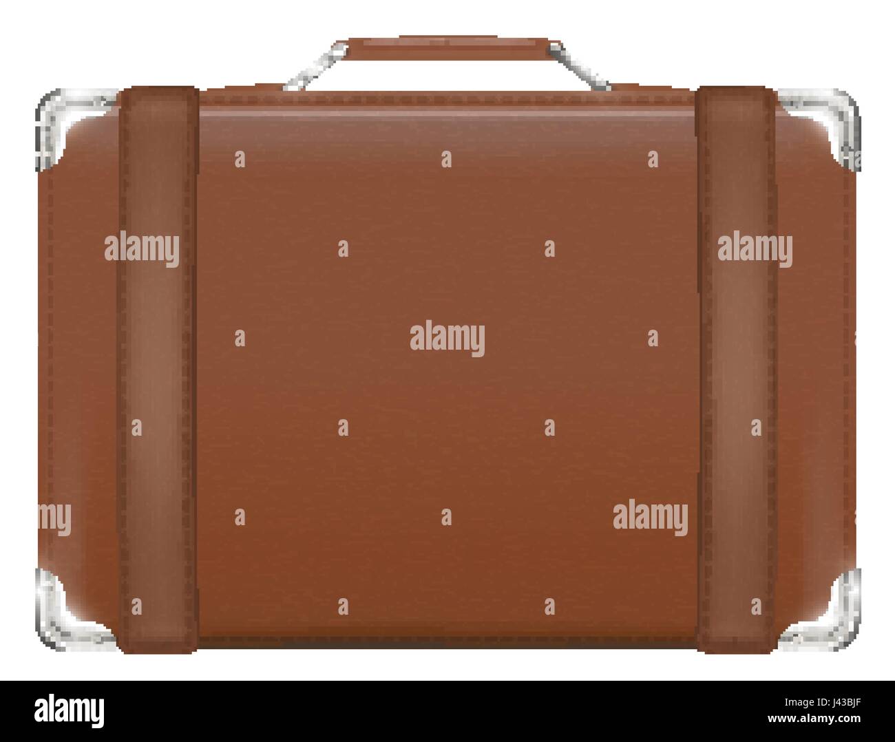 real brown old vintage leather suitcase travel bag Stock Vector