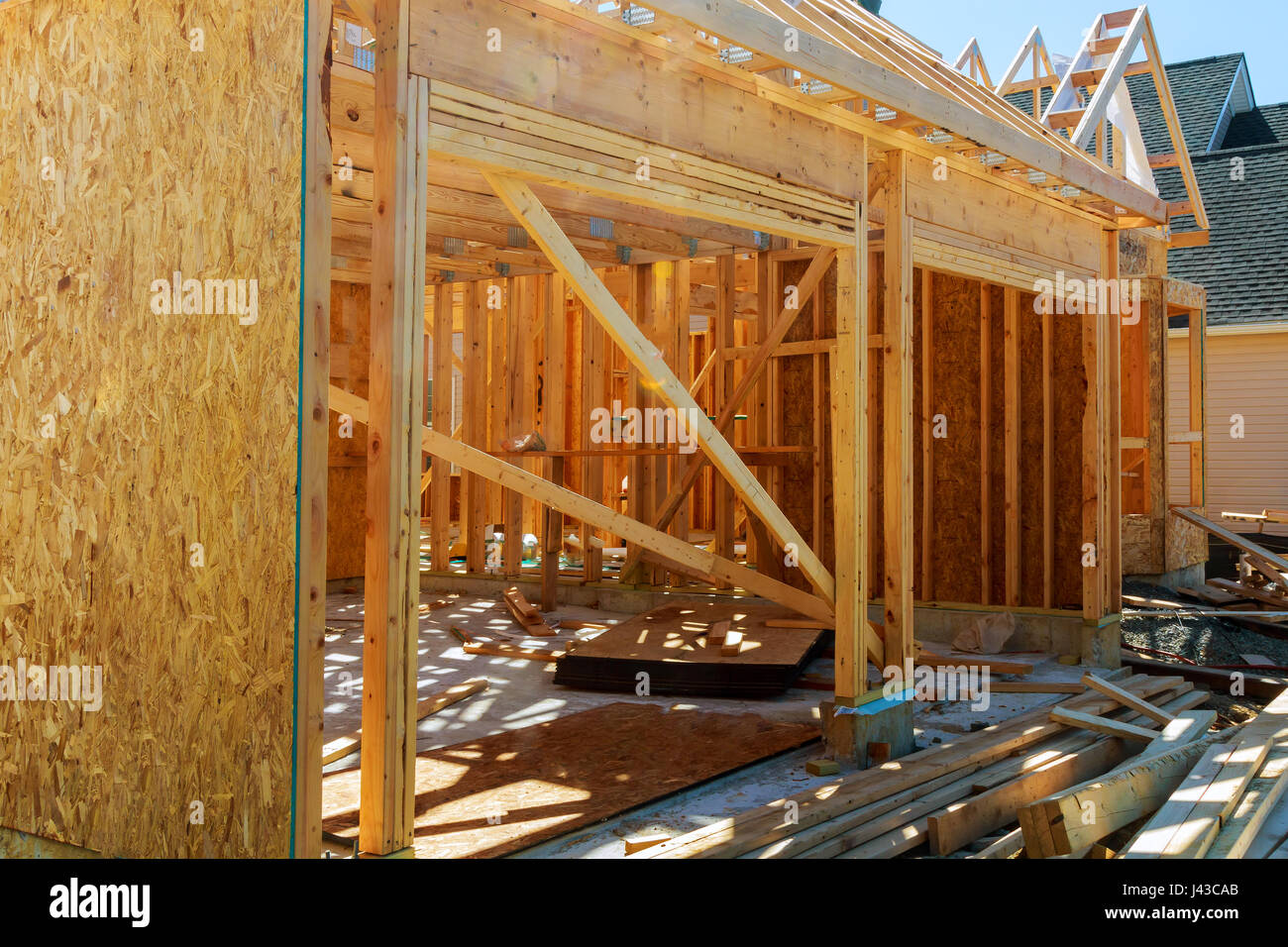 A new stick built home under construction The new building house Stock