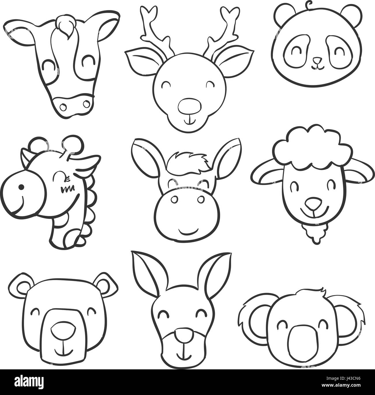 Doodle of animal head cartoon style Stock Vector Image & Art - Alamy