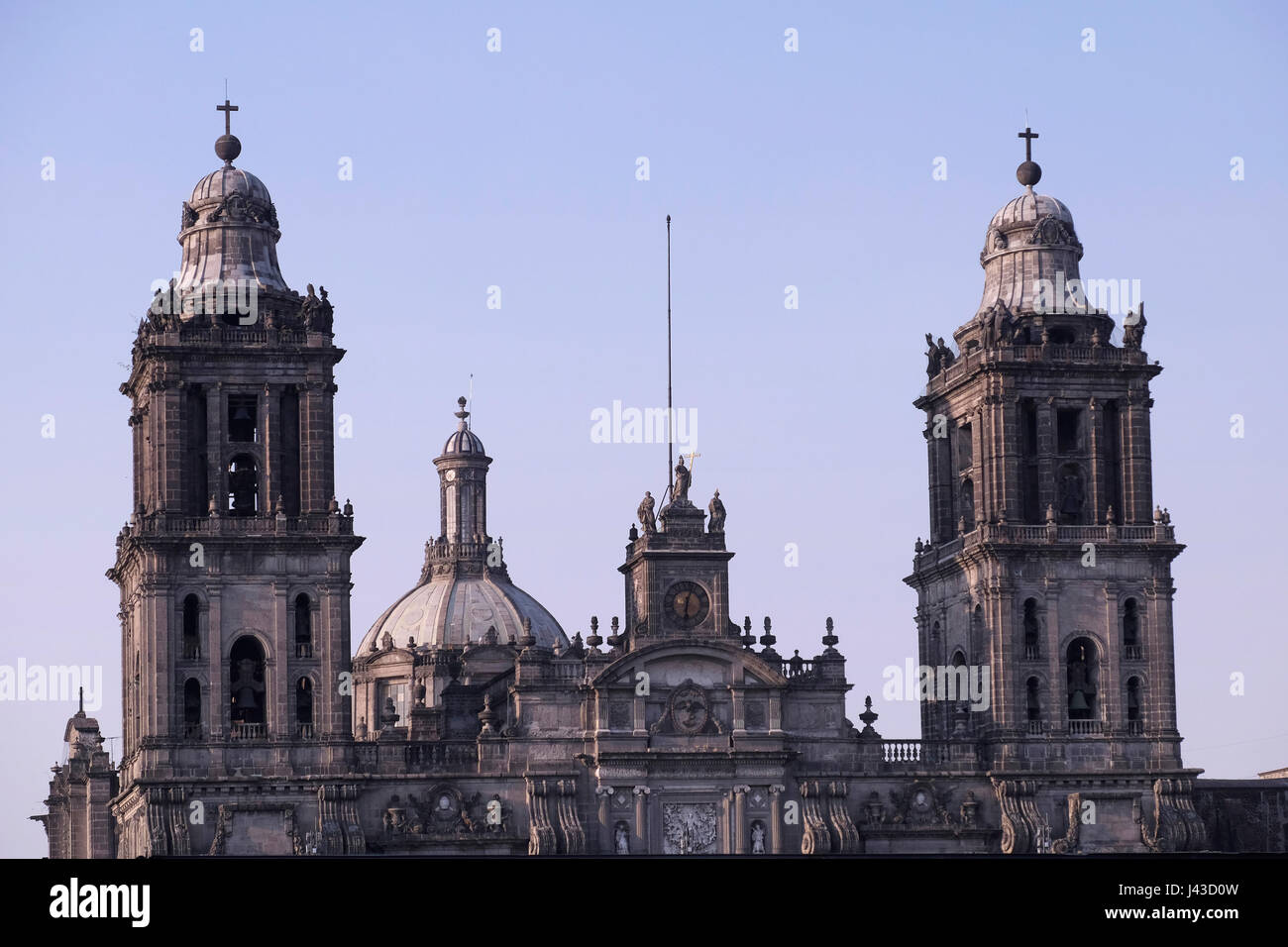 The Metropolitan Cathedral of the Assumption of the Most Blessed Virgin Mary into Heaven (Spanish: Catedral Metropolitana de la Asunción de la Santísima Virgen María a los cielos) the largest cathedral in the Americas and seat of the Roman Catholic Archdiocese of Mexico located at the Plaza de la Constitucion or Zocalo in Downtown Mexico City capital of Mexico Stock Photo