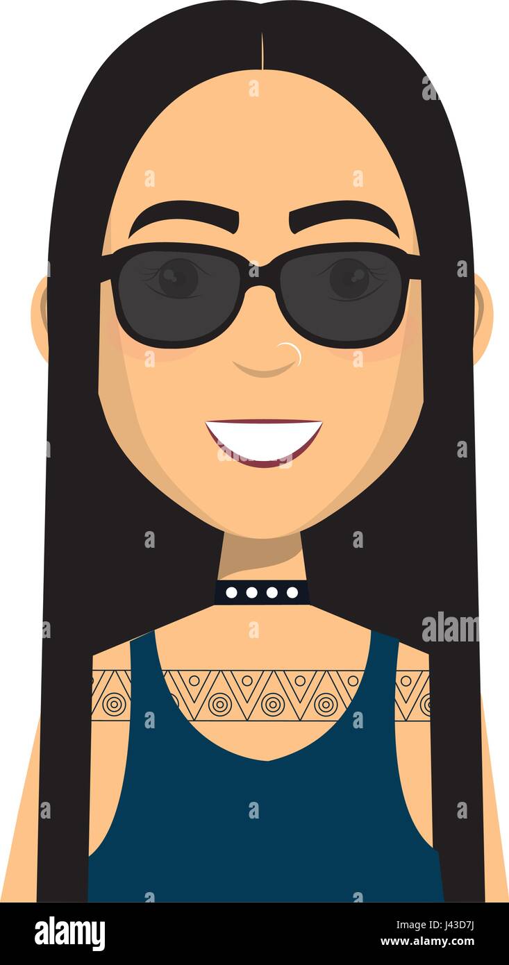 beautiful and young woman student with sunglasses Stock Vector Image ...