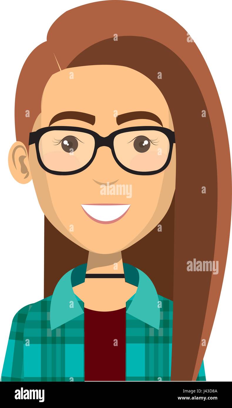 beautiful and young woman student with glasses Stock Vector Image & Art ...