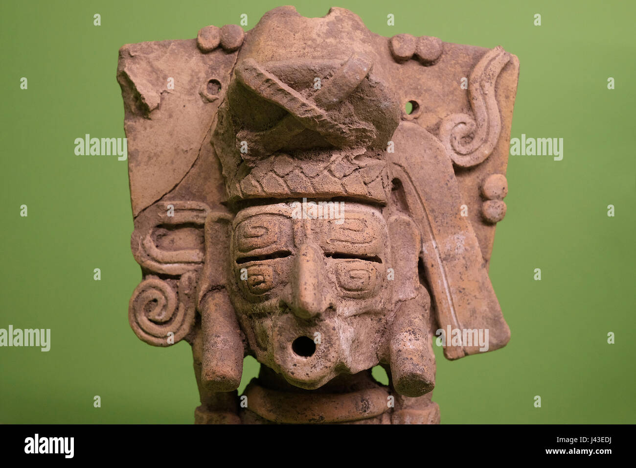 An ancient Mayan artifact displayed at the private museum of Las