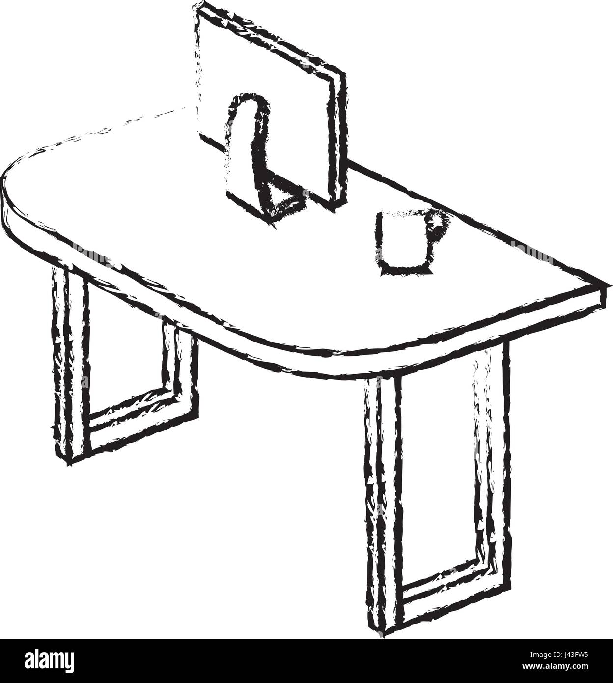 table wooden with computer isometric icon Stock Vector Image & Art - Alamy