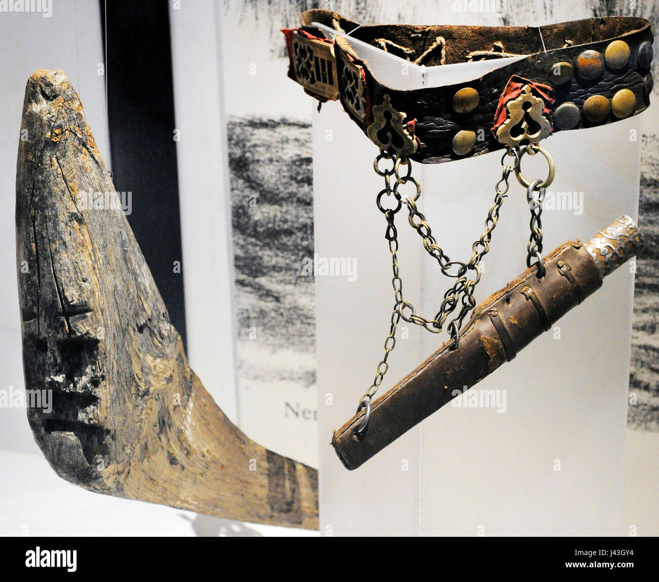 Different objects related to the 'Angakoq', Inuit shamans. Exhibition of clothing  and Eskimo objects. Historical Museum. Oslo. Norway. Stock Photo