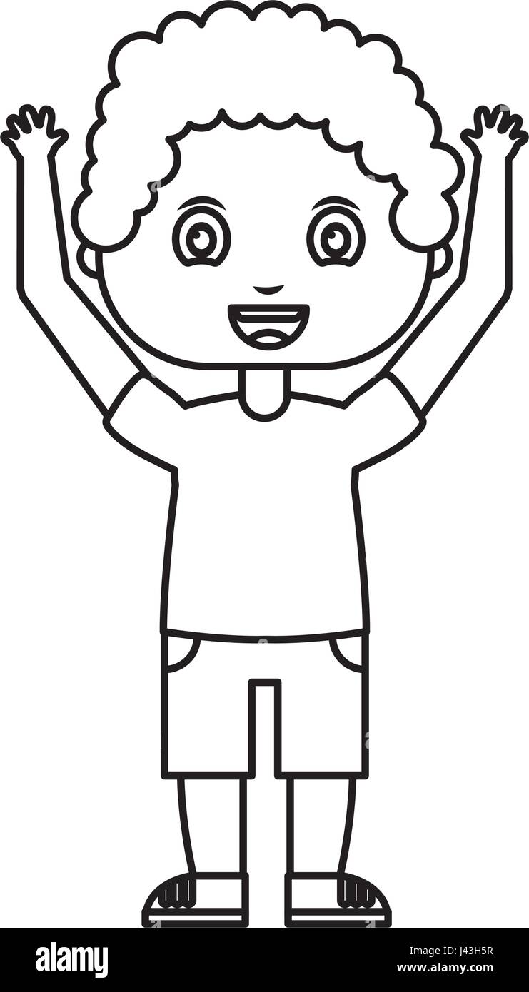 cute little boy with hands up character Stock Vector Image & Art - Alamy