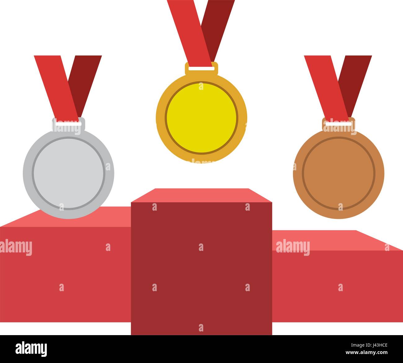 set Championship medals with podium isolated icon Stock Vector Image ...