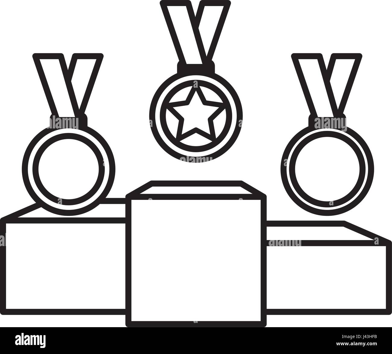 set Championship medals with podium isolated icon Stock Vector Image ...