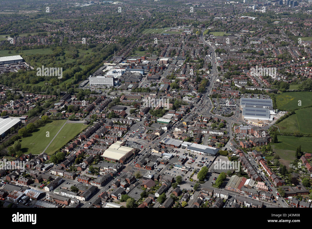 aerial view of Hazel Grove, Cheshire, UK Stock Photo