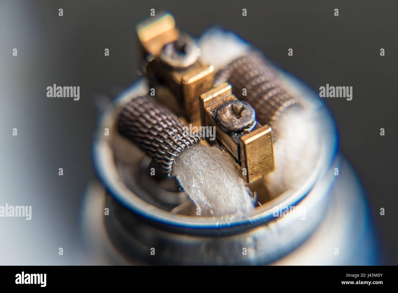 DIY RDA Dripper Coils with cotton stripes Stock Photo