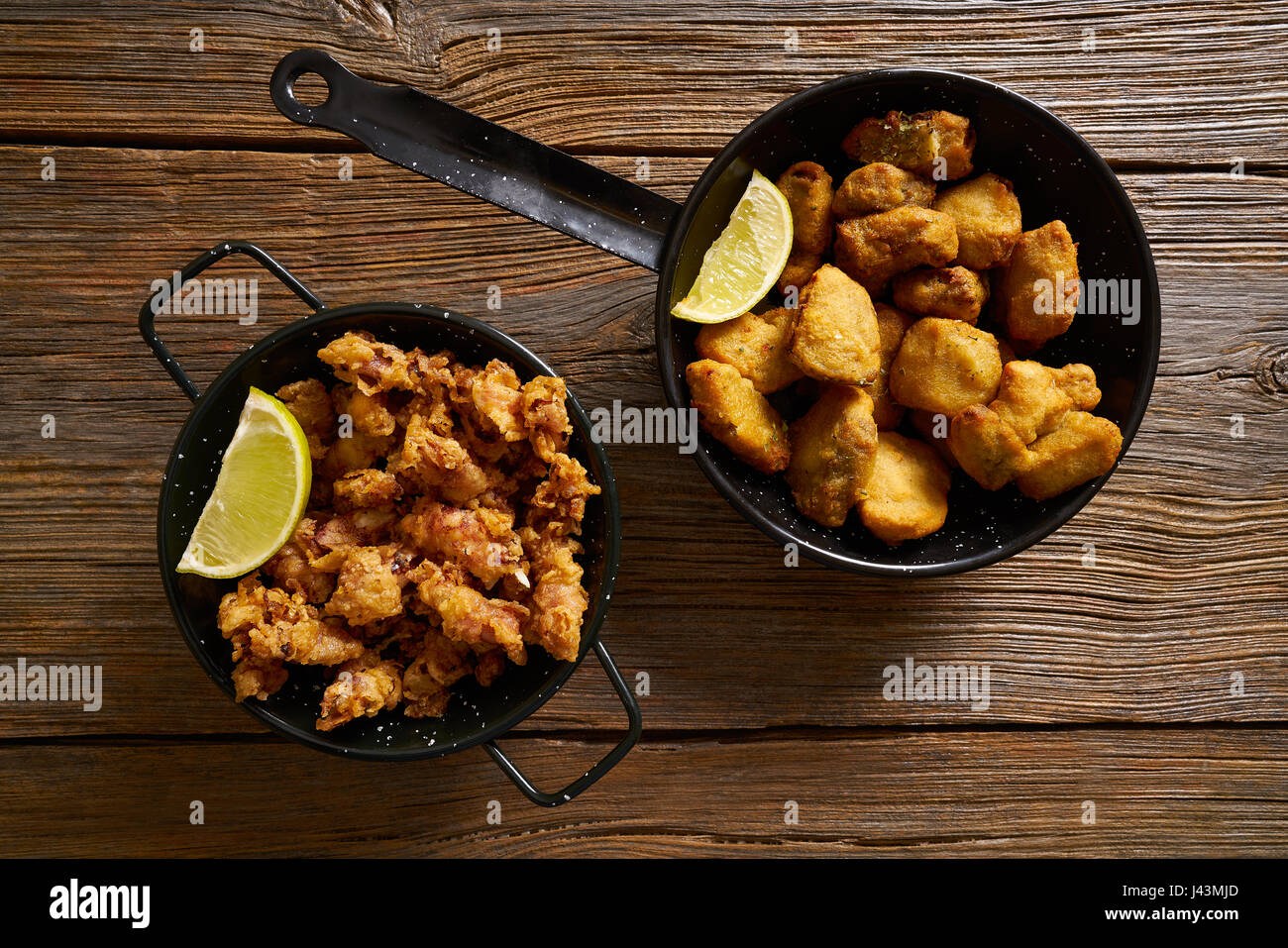Tapas Adobo fried fish and puntilla skid breaded from Spain Stock Photo