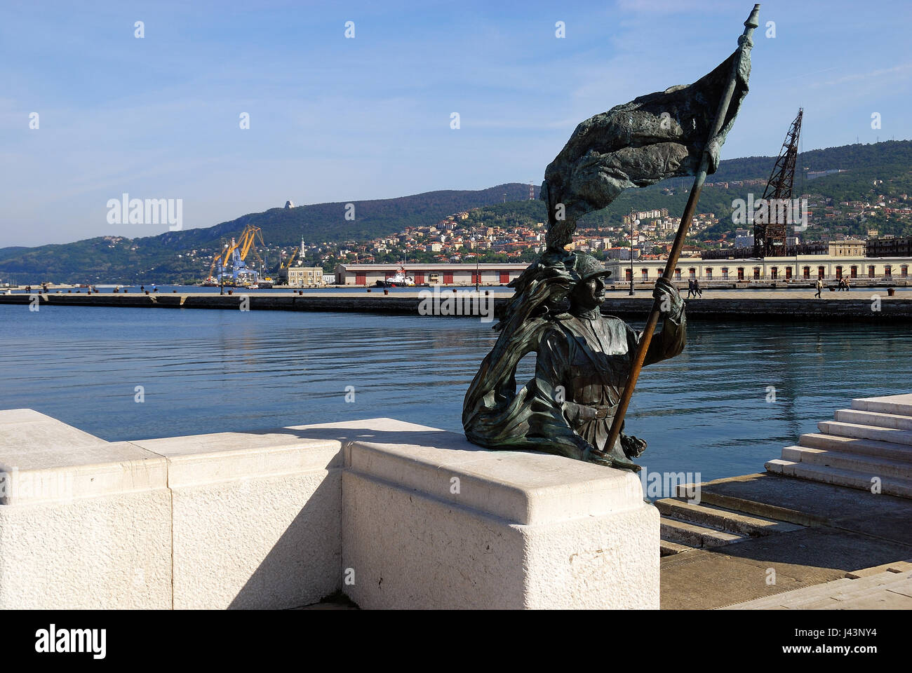 Trieste, Italy. The bronze statue dedicated to the bersaglieri who landed in the city at the end of the First World War. Stock Photo