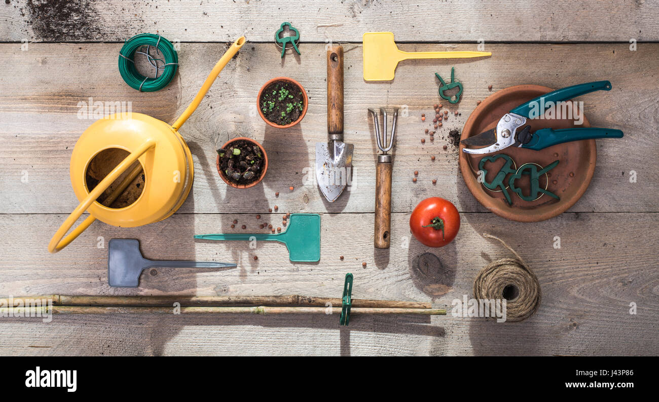 vegetable garden items header Stock Photo Alamy