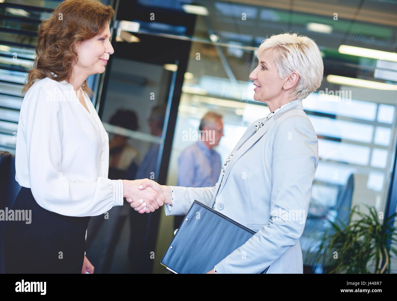 business-women-coming-to-an-agreement-stock-photo-alamy