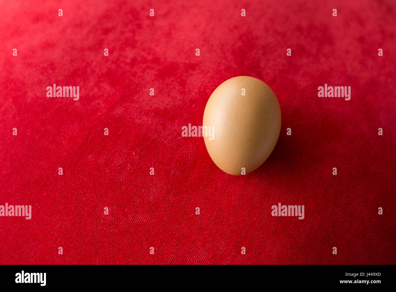 Egg on red carpet background Stock Photo