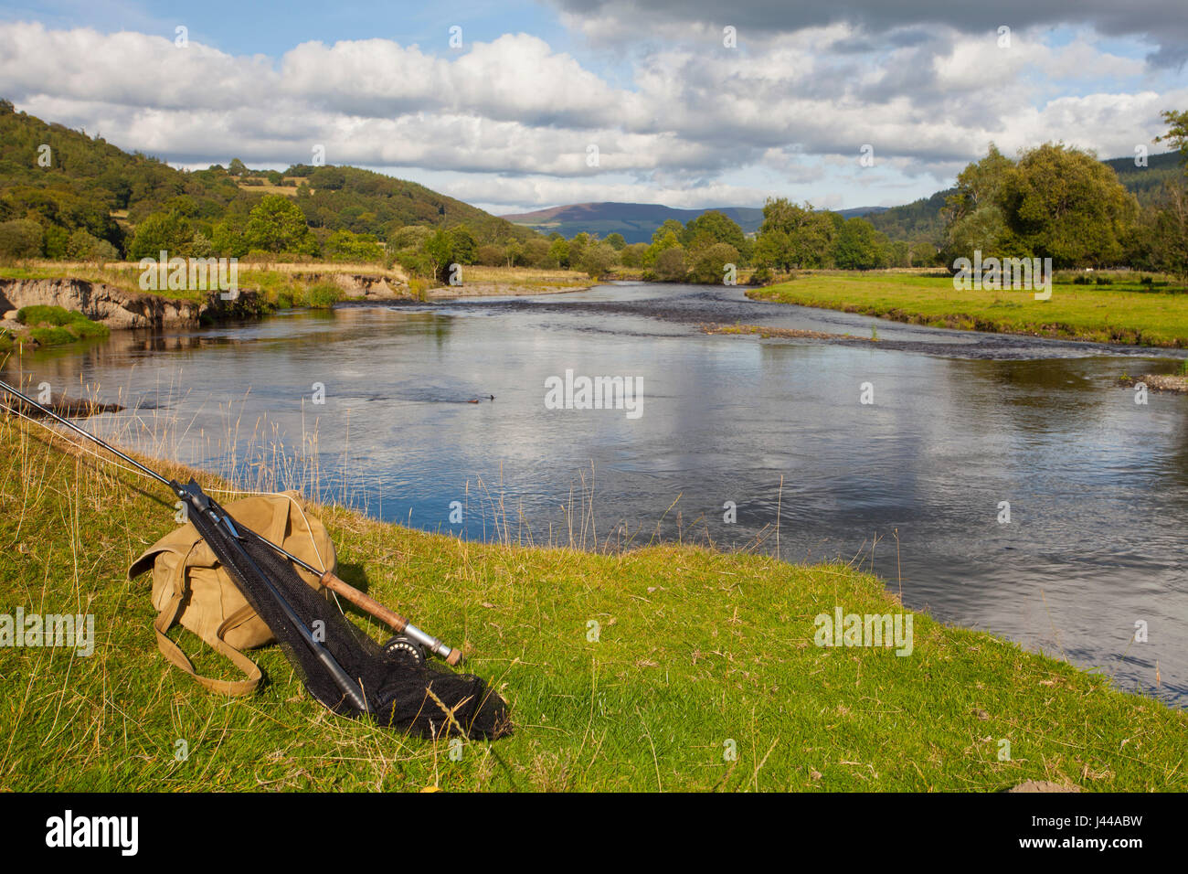 Fly fishing on the River Dee in Wales Stock Photo - Alamy