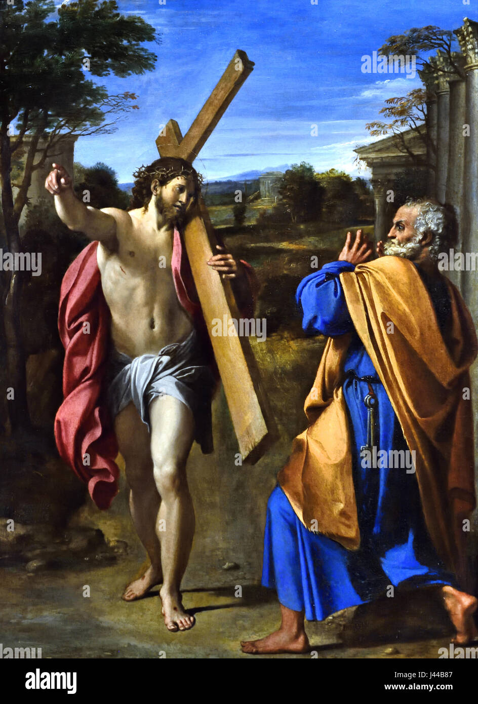 Christ appearing to Saint Peter on the Appian Way 1601-2 Annibale Carracci 1560 - 1609 Italy Italian ( during the persecutions under Nero, Saint Peter fled from Rome and on the Appian Way encountered a vision of Christ bearing his Cross  ) Stock Photo