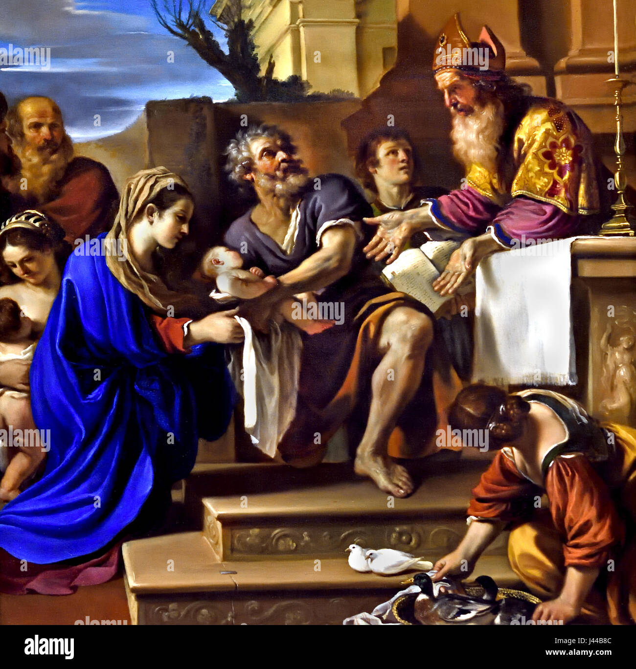 The Presentation of Jesus in the Temple 1623 Guercino 1591 - 1666 Italy Italian ( New Testament (Luke 2  22-39). Mary and Joseph bring the child Jesus to the Temple in Jerusalem to dedicate him to God where he is received by Simeon. ) Stock Photo
