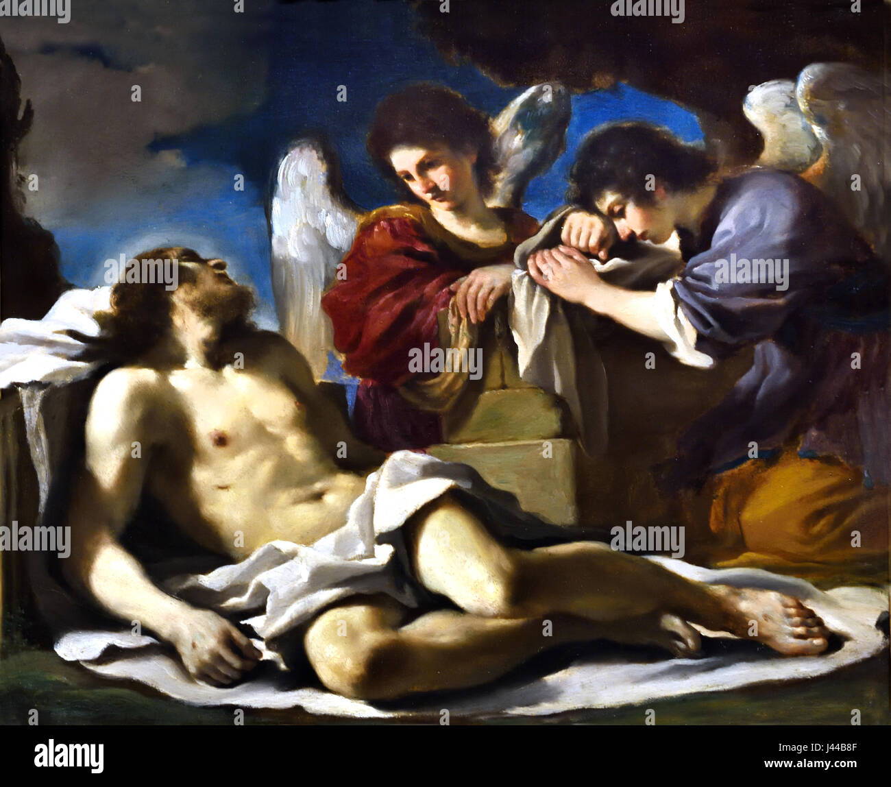 The Dead Christ mourned by Two Angels 1617-18, Guercino 1591 - 1666 Italy Italian Stock Photo