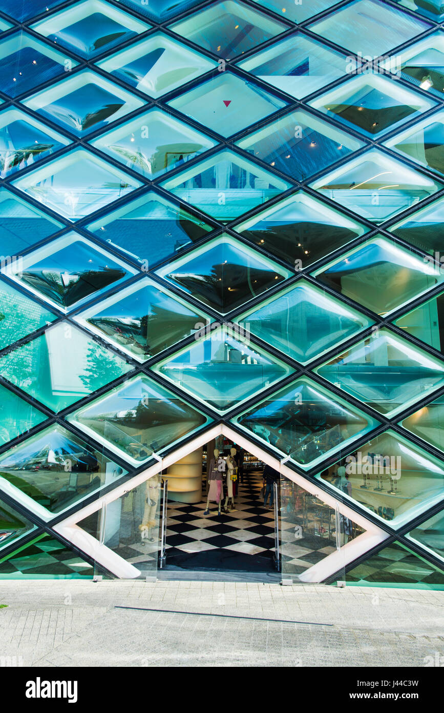The Prada store in Minami-Aoyama, Tokyo, Japan. Designed by the company Herzog and de Meuron. Stock Photo