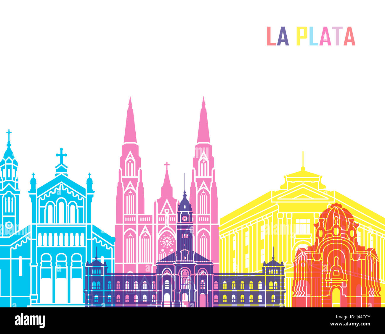 La Plata skyline pop in editable vector file Stock Photo