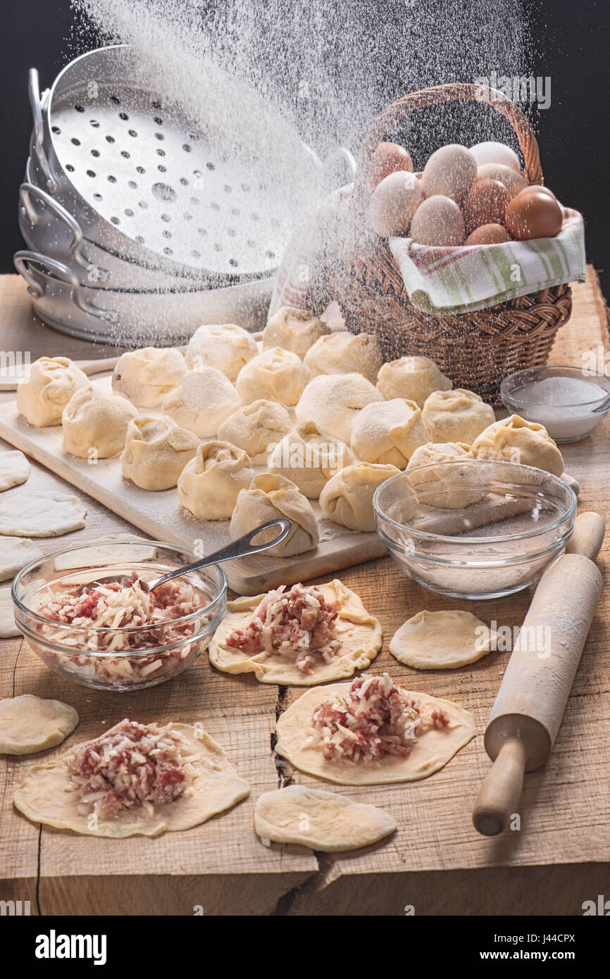 The dumplings made for cooki in style a rustic Stock Photo