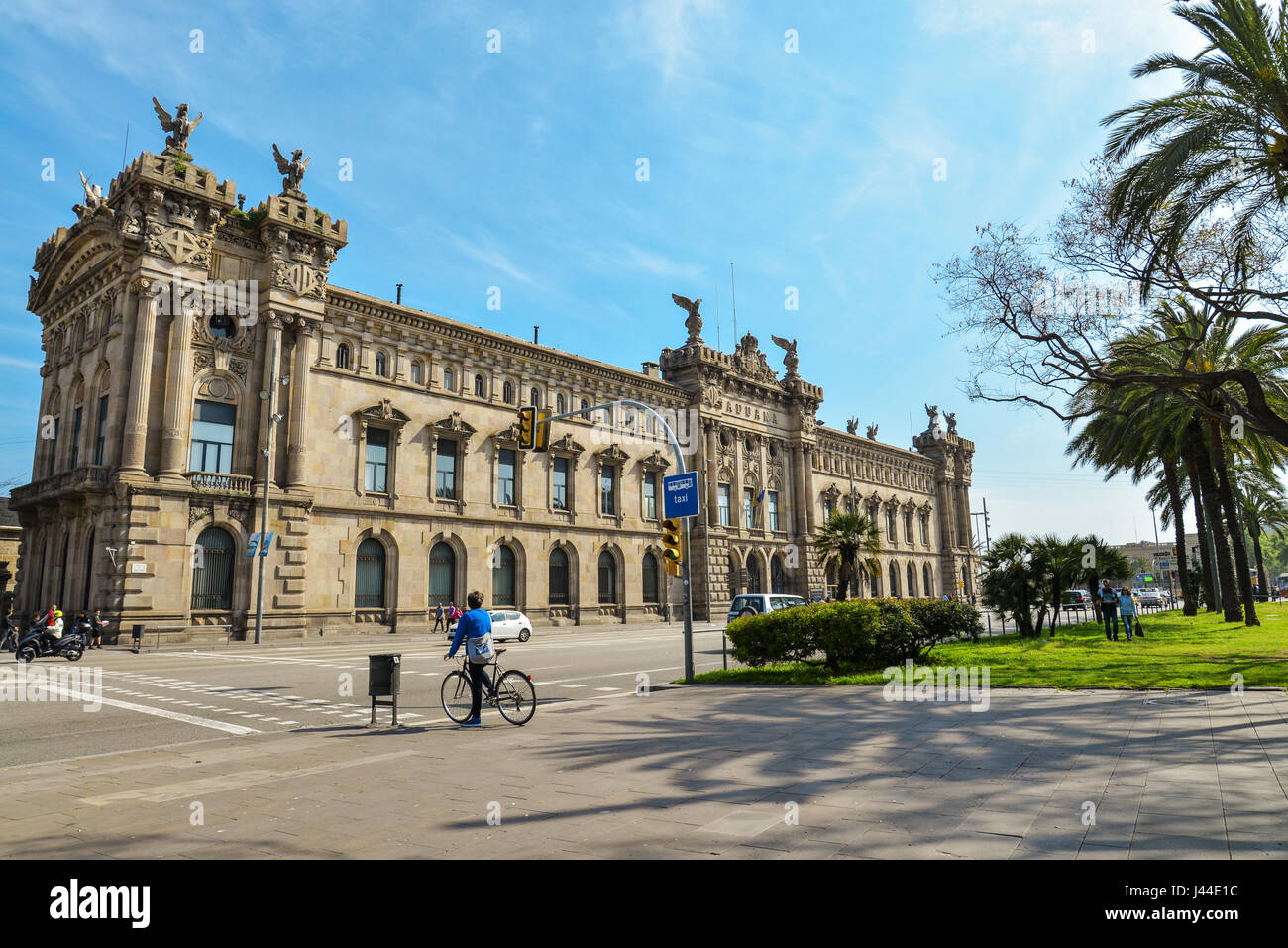 BARCELONA, SPAIN - April 15, 2017: Architecture, classic style, Custom building, Edificio de la Aduana del Puerto, by Enric Sagnier i Villavecchia and Stock Photo