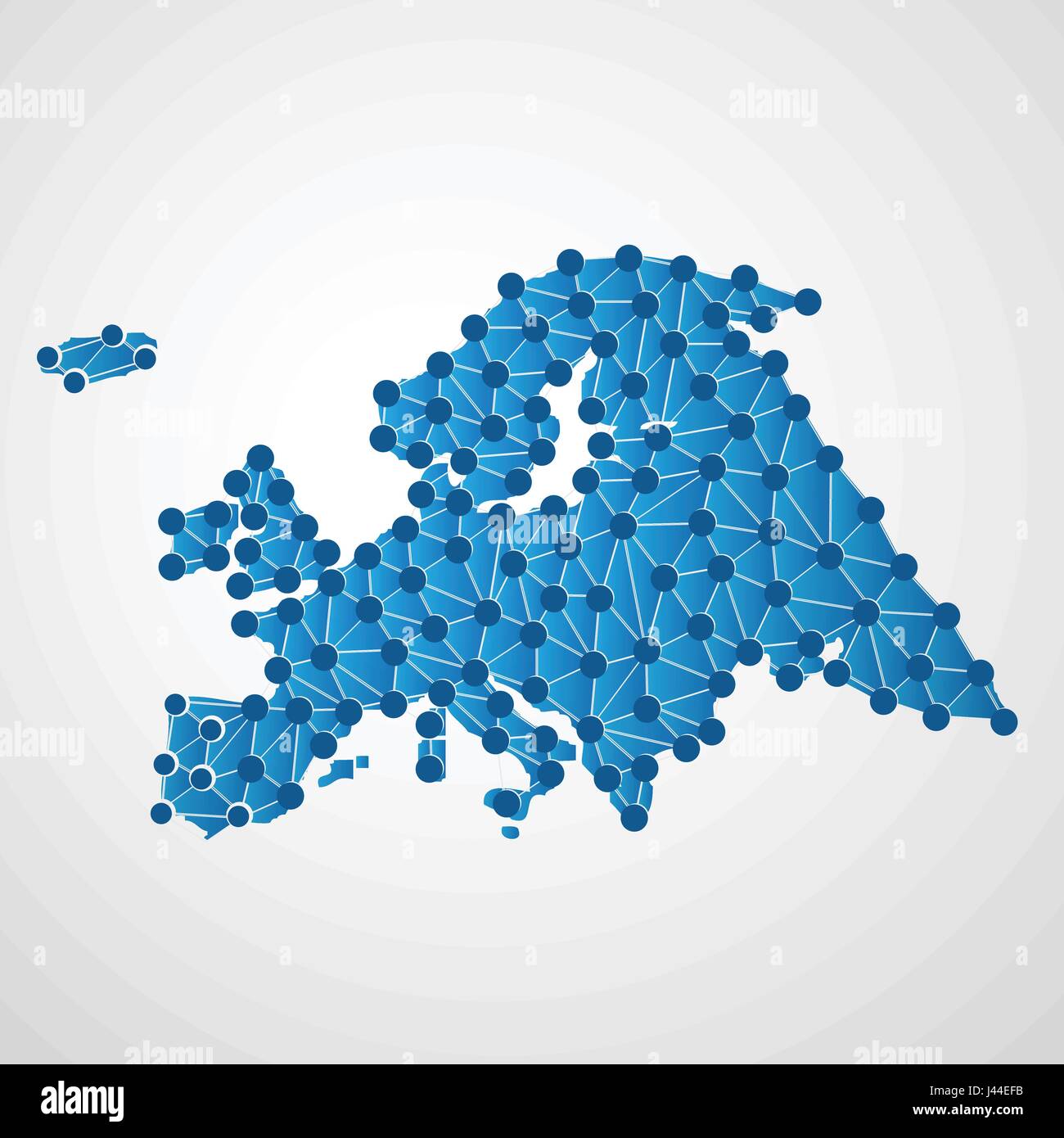 Abstract Polygonal Map of Europe with Digital Network Connections ...