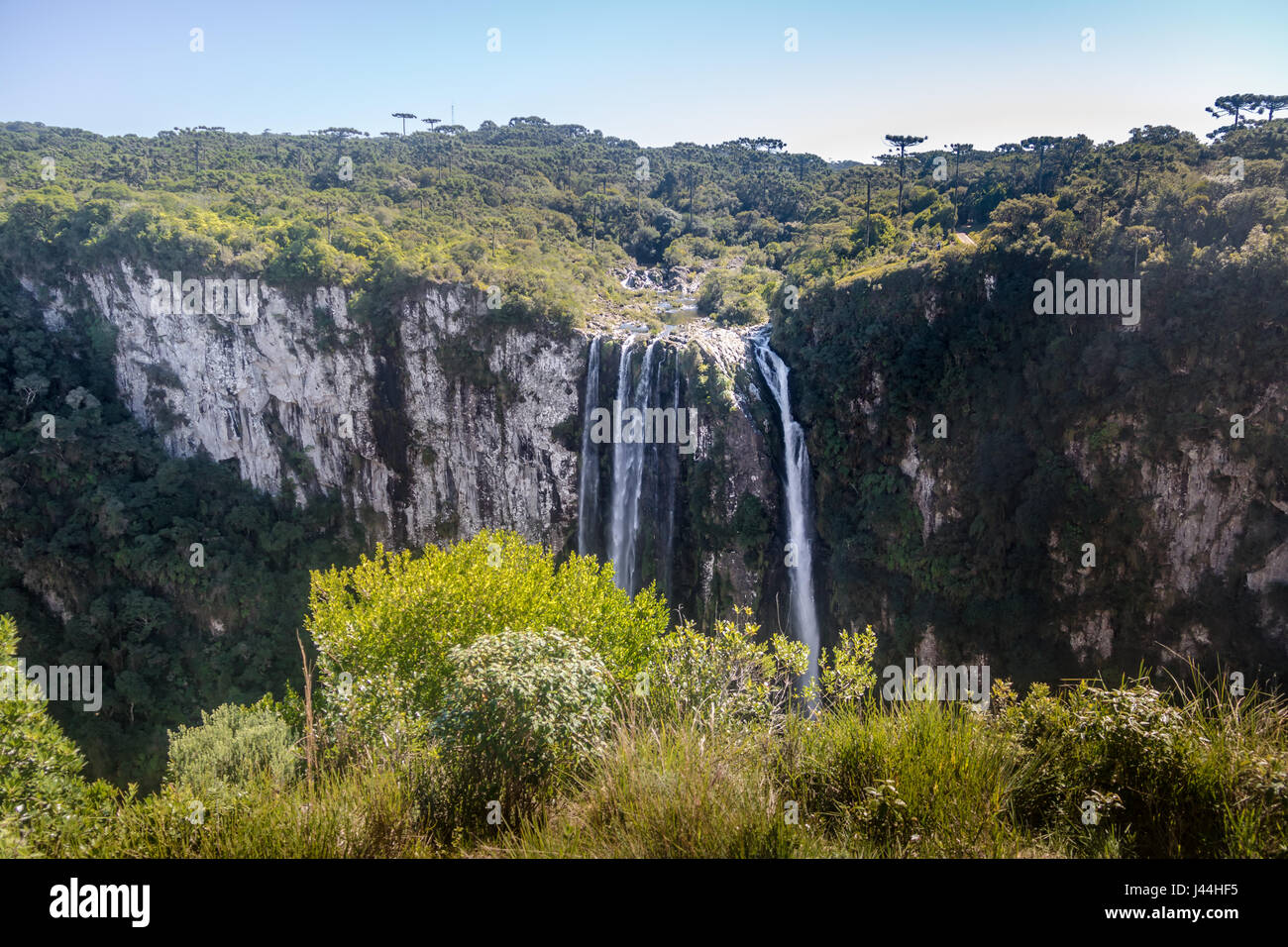 Waterfall of Itaimbezinho Canyon at Aparados da Serra National Park - Cambara do Sul, Rio Grande do Sul, Brazil Stock Photo