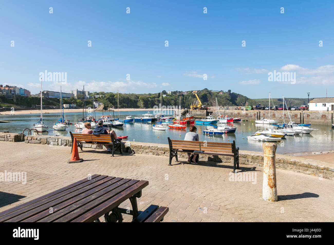 Tenby, Pembrokeshire, Wales May 2017 UK Holiday destination on the west coast of Wales in the south part of pembrokeshire with blue flag beaches Stock Photo