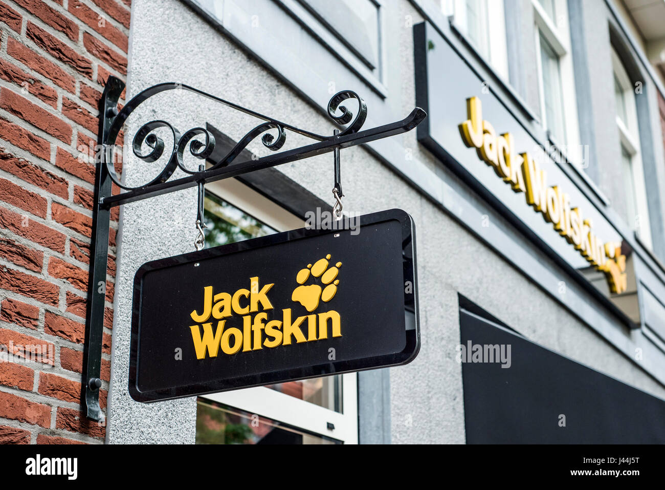 Roermond Netherlands 07.05.2017 - Logo of Jack Wolfskin Outdoor clothes  Store Mc Arthur Glen Designer Outlet shopping area Stock Photo - Alamy
