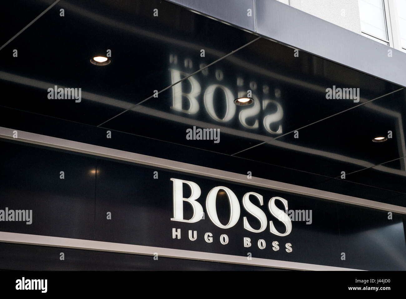 Roermond, Netherlands 07.05.2017 - Logo and shop of Hugo Boss Store Mc  Arthur Glen Designer Outlet shopping area Stock Photo - Alamy
