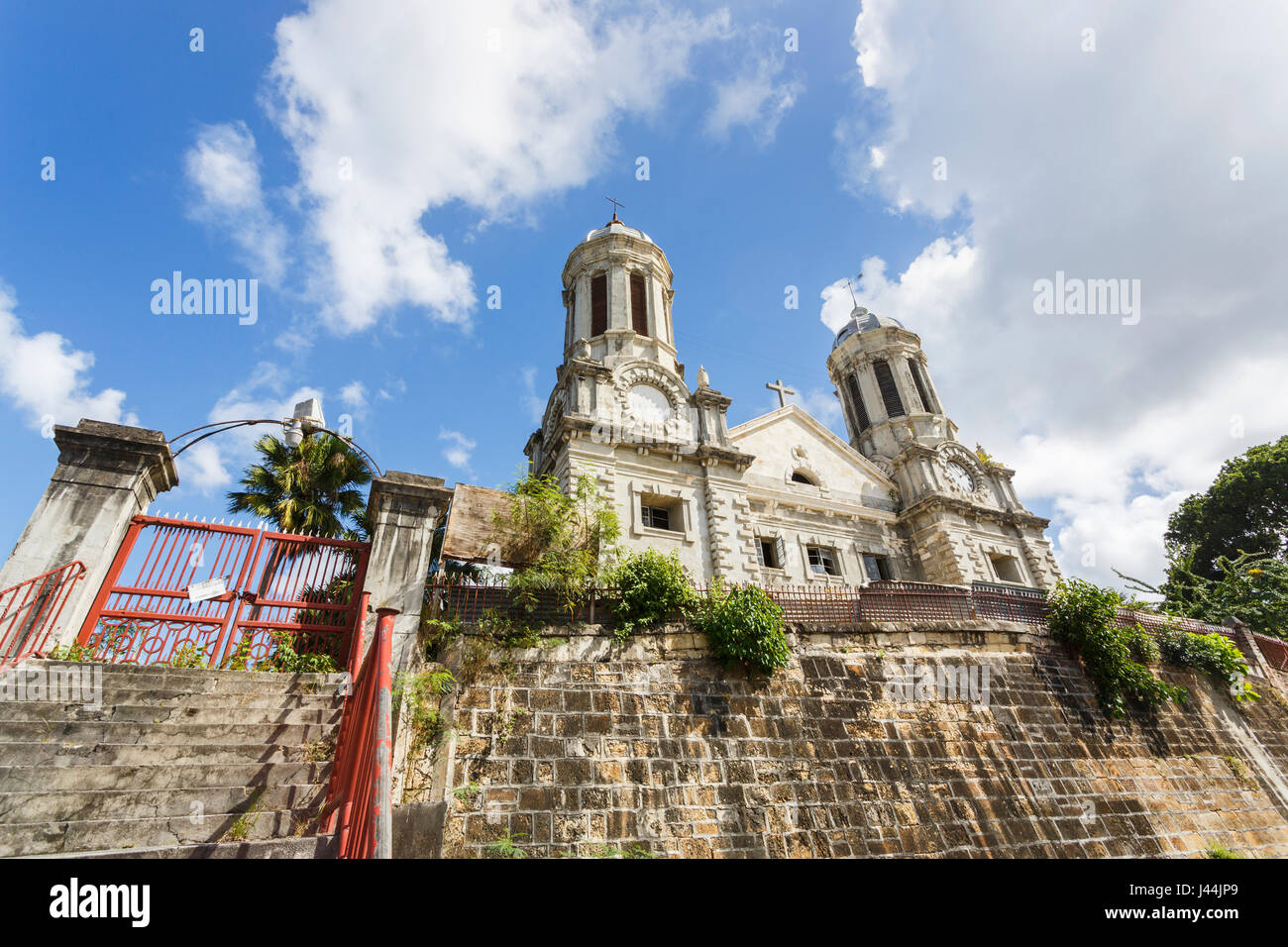 Neglected Cathedral Church of St John The Divine, a historic building in St John's, capital city, in the north of Antigua and Barbuda, West Indies Stock Photo