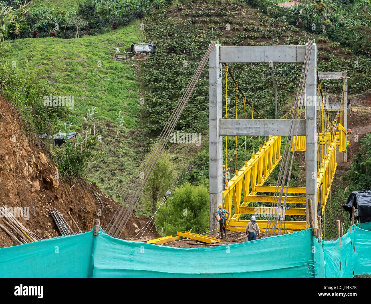 Bridge construction in Jardin, Colombia Stock Photo