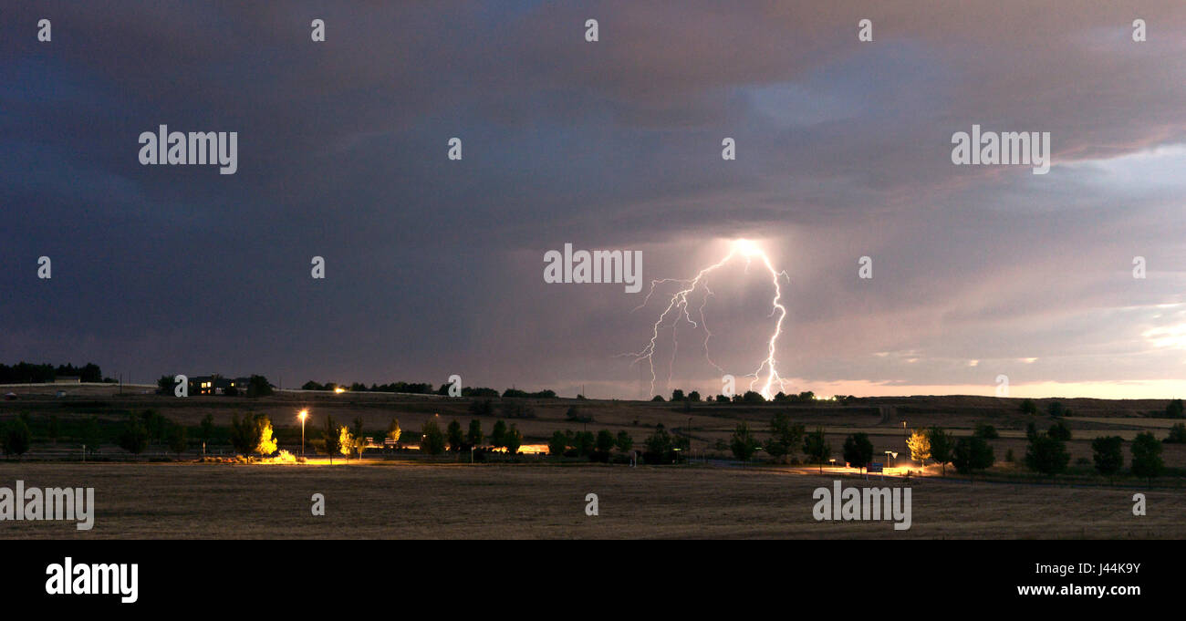 Summer thunderstorm passes over the outskirts of Boise, Idaho Stock Photo
