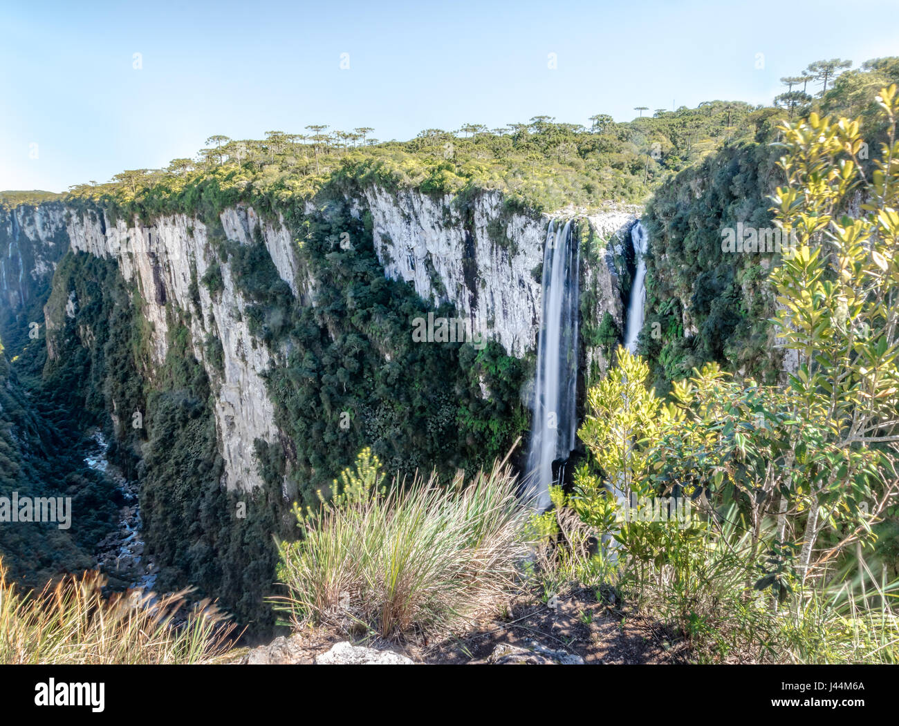 Waterfall of Itaimbezinho Canyon at Aparados da Serra National Park - Cambara do Sul, Rio Grande do Sul, Brazil Stock Photo