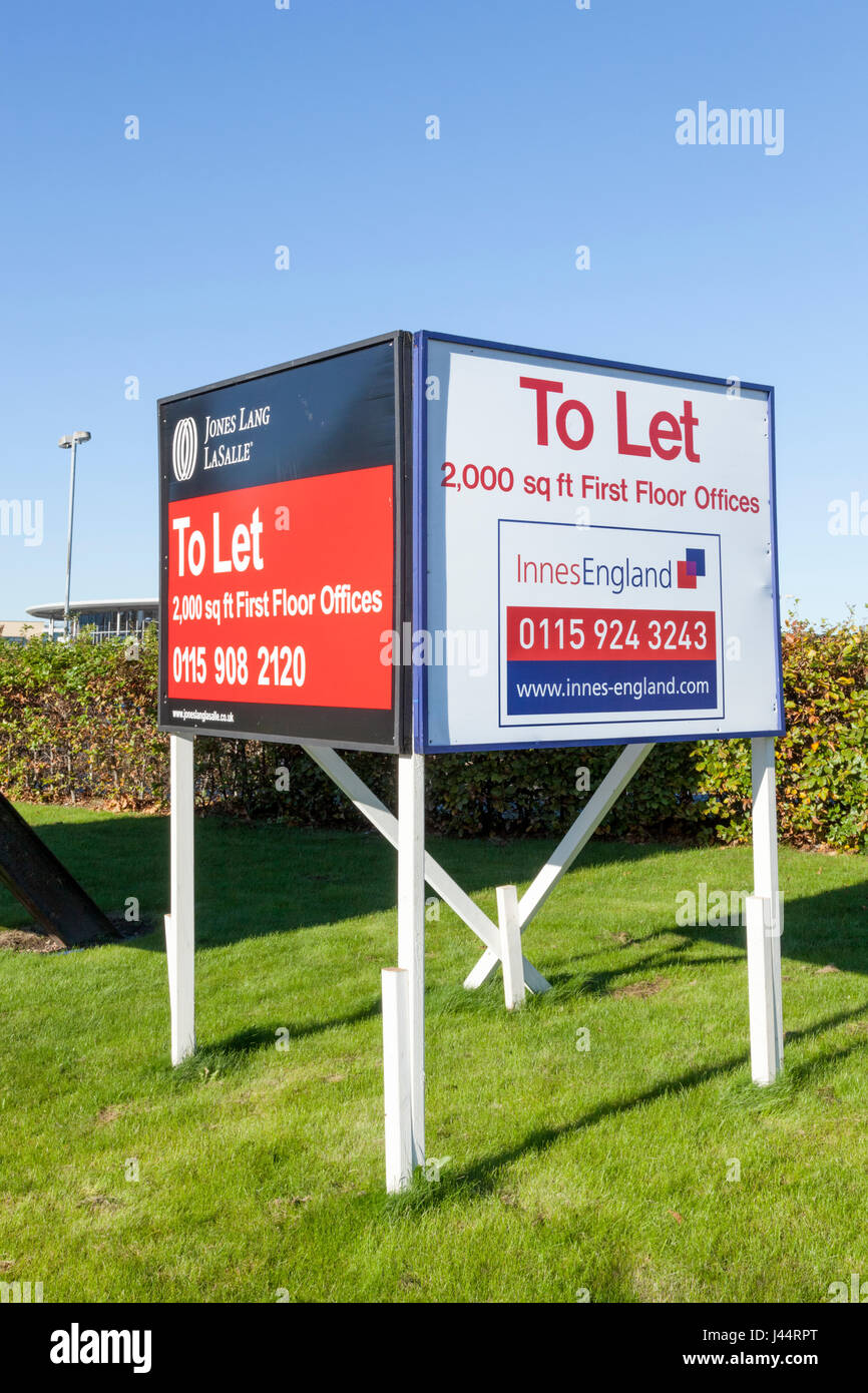 To let sign for offices and businesses at NG2 Business Park, Nottingham, England, UK Stock Photo