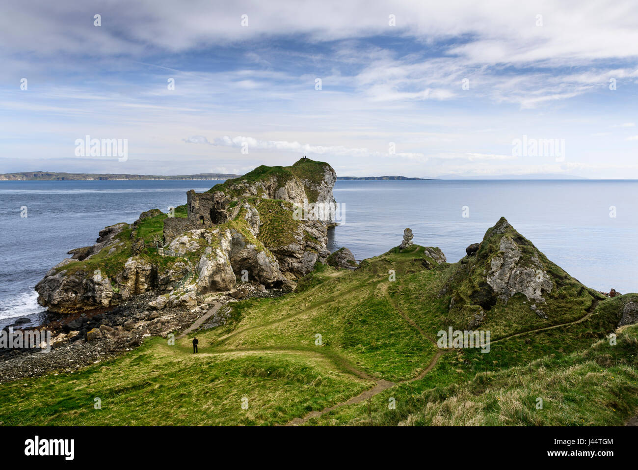 Kinbane Head and Kinbane Castle near Ballycastle on the North Antrim or Causeway Coast of Northern Ireland Stock Photo