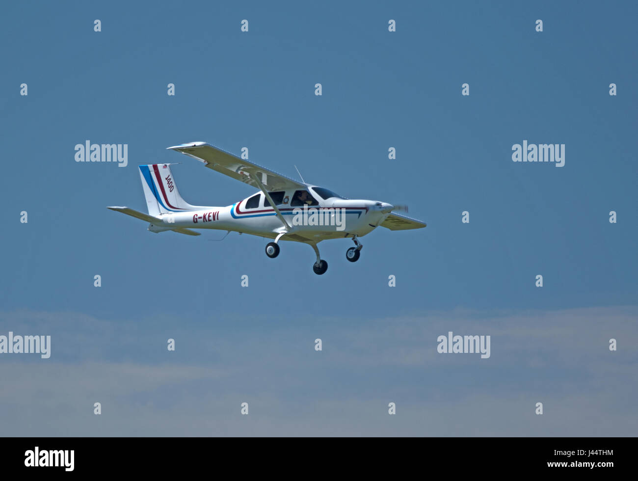 Jabiru 400 single engine kit aircraft approaching Inverness Dalcross Airport. Stock Photo