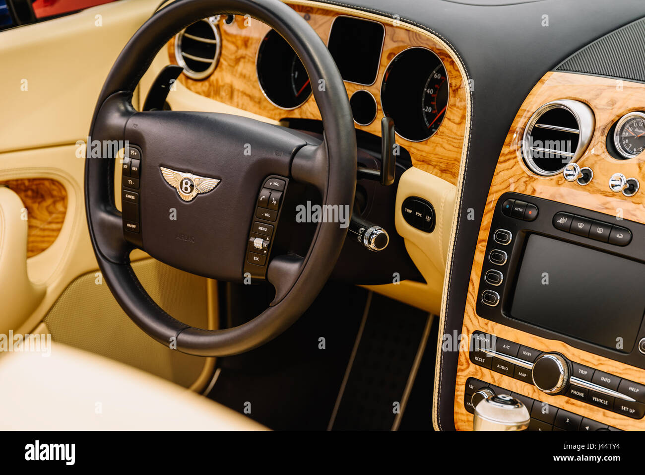 BUCHAREST, ROMANIA - MAY 04, 2017: Founded in 1919 Bentley is a British manufacturer and marketer of luxury cars and SUV and a subsidiary of Volkswage Stock Photo