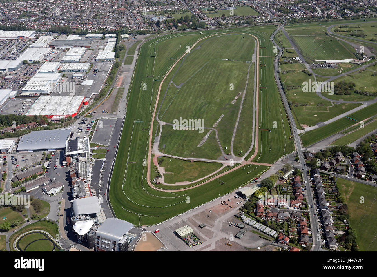 aerial view of Aintree Racecourse, home of the Grand National